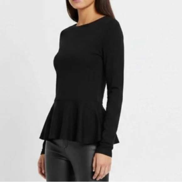 Jason Wu Tops - JASON WU Black Long Sleeve Peplum Top Women's Size S Flounce Hem NEW NWT